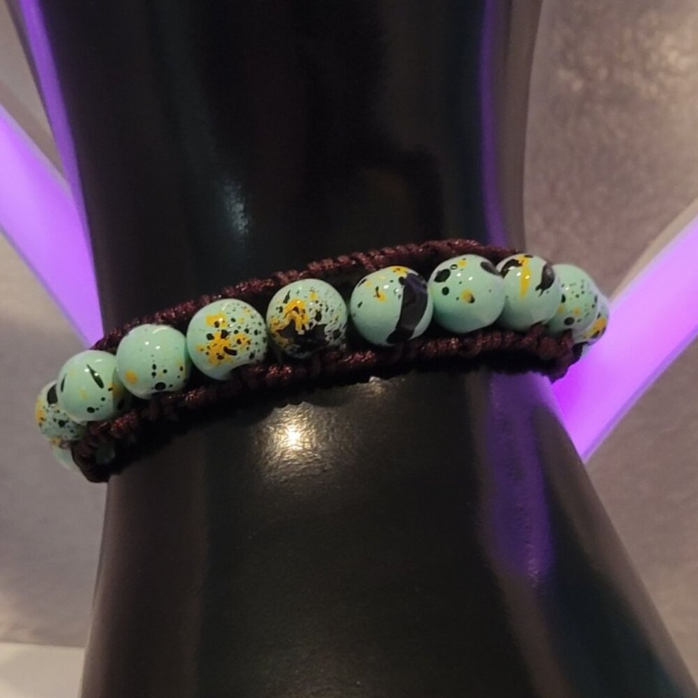 Brown and Teal Adjustable Bracelet HANDMADE